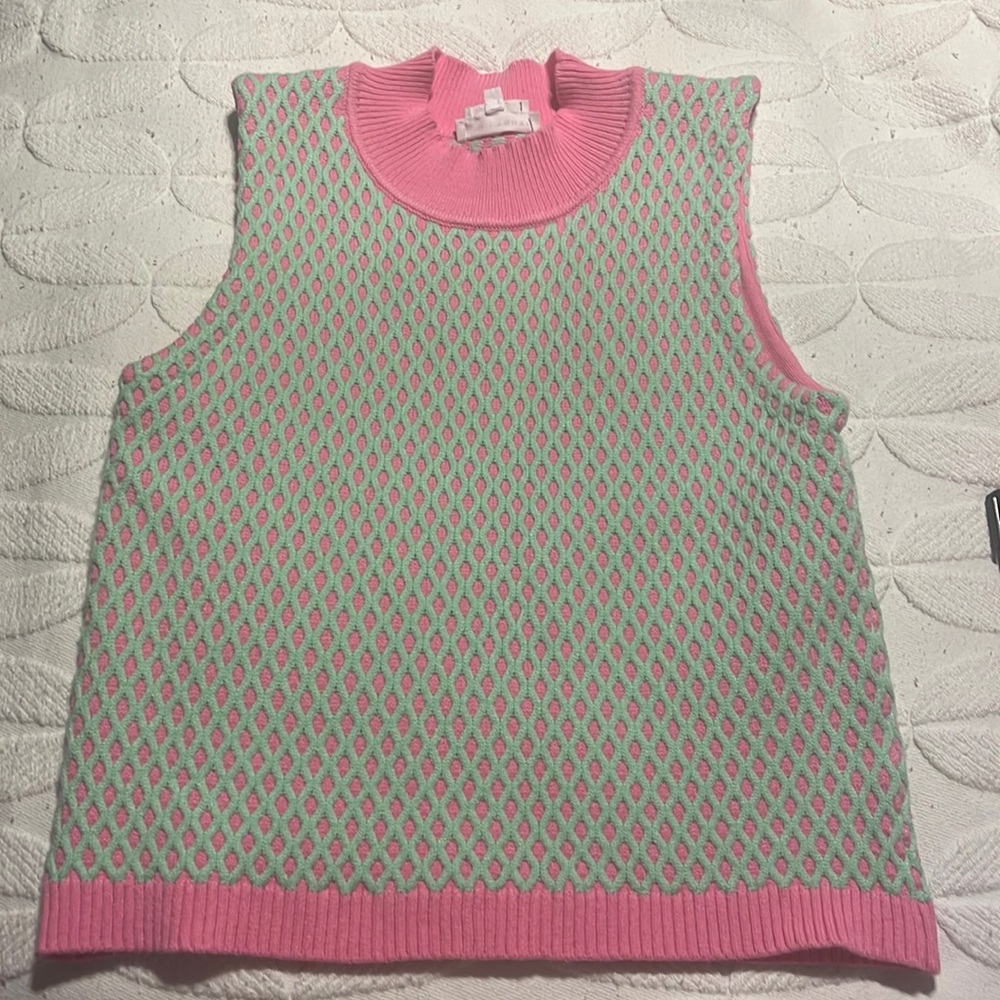 Pink and lime green sweater vest